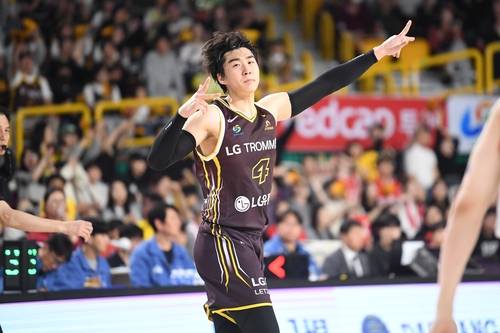 LG 양홍석의 3점 슛 세리머니 [KBL 제공. 재판매 및 DB 금지]