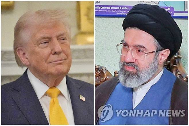 도널드 트럼프 미국 대통령(왼쪽)과 모즈타바 하메네이 이란 최고지도자. 연합뉴스