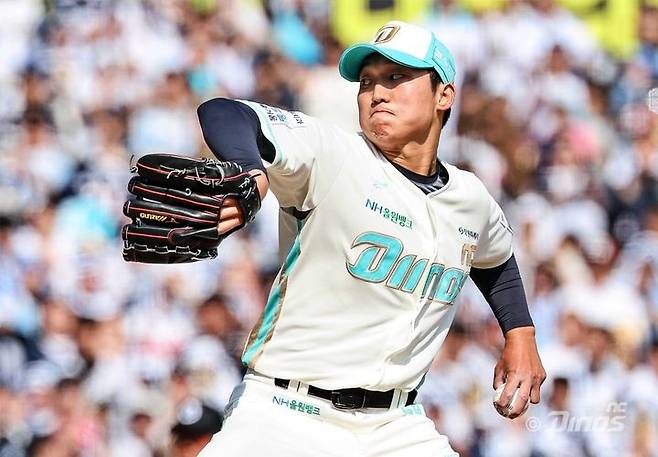 [서울=뉴시스] 프로야구 NC 다이노스의 구창모가 28일 창원NC파크에서 열린 2026 신한 쏠 KBO리그 두산 베어스와의 경기에 선발 등판해 공을 던지고 있다. (사진=NC 다이노스 제공) 2026.03.28. *재판매 및 DB 금지