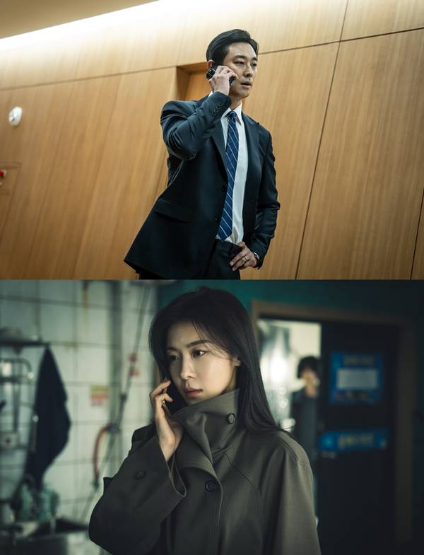 ENA 월화드라마 '클라이맥스' 주연 주지훈, 하지원./사진=ENA 월화드라마 '클라이맥스'