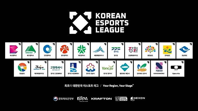 2026 대한민국 e스포츠 리그 19개 지역 참가 팀. 사진 | 한국e스포츠협회