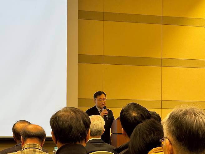 전태연 알테오젠 대표가 31일 대전 유성구에서 제18기 정기주주총회를 열고 발언하고 있다./대전=박수현 기자