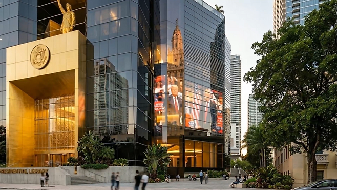 도널드 트럼프 미국 대통령의 도서관 조감도 [에릭 트럼프 X 캡처]