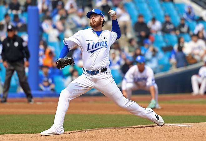 ▲ 잭 오러클린이 31일 대구 삼성라이온즈파크에서 열리는 두산 베어스와의 홈경기에 시즌 첫 선발 등판한다. 팀의&nbsp; 2연패를 끊어야 하는 중책을 맡았다. ⓒ삼성 라이온즈