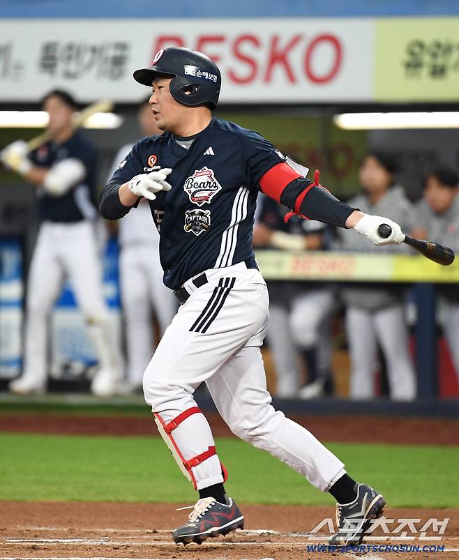 31일 대구 삼성라이온즈파크에서 열린 삼성과 두산의 경기. 타격하는 두산 양의지. 대구=송정헌 기자songs@sportschosun.com/2026.03.31/