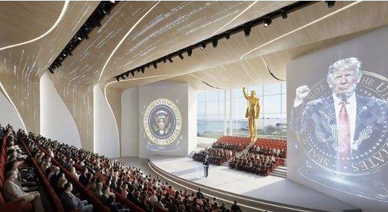 도널드 트럼프 미국 대통령은 30일(현지시간) 자신의 소셜미디어에 플로리다주에 건설될 예정인 '트럼프 기념관'의 조감도 영상물을 공개했다. 트럼프 대통령이 자신의 황금 동상 등이 등장하는 해당 영상물을 공개한 이날, 미국의 휘발유 가격 평군은 '심리적 저항선'으로 불리는 갤런당 4달러 선을 돌파했다. 트럼프 대통령 SNS