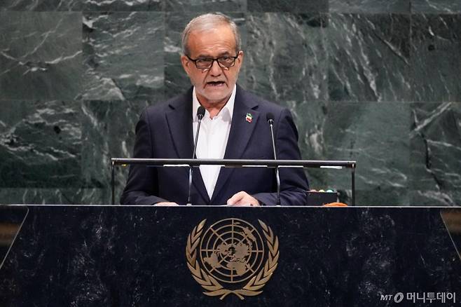 마수드 페제시키안 이란 대통령. /뉴욕 AP=뉴시스 /사진=권성근