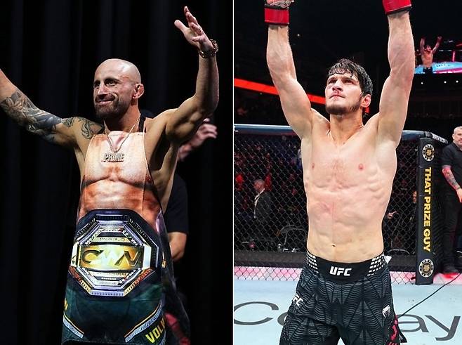 UFC 페더급 챔프 볼카노프스키와 도전자로 낙점된 것으로 알려진 예블로예프 [게티이미지]