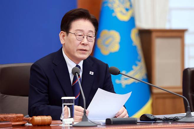 이재명 대통령이 3월 31일 청와대에서 열린 국무회의에서 발언하고 있다. 연합뉴스
