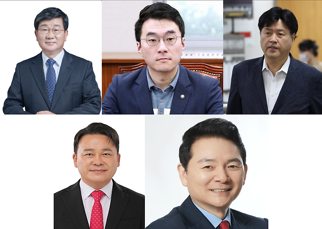 상단 왼쪽부터 시계방향으로 전해철 전 행정안전부 장관, 김남국 민주당 대변인, 김용 전 민주연구원 부원장, 장성민 국민의힘 안산갑 당협위원장, 김석훈 안산상록갑 당협위원장 ⓒ서상준 기자