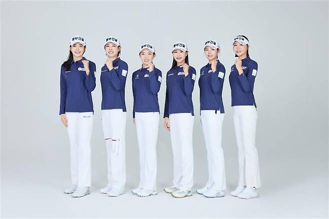 동부건설 골프단. 왼쪽부터 장수연, 박주영, 김수지, 지한솔, 신이솔, 문정민.  [동부건설 골프단 제공. 재판매 및 DB 금지]