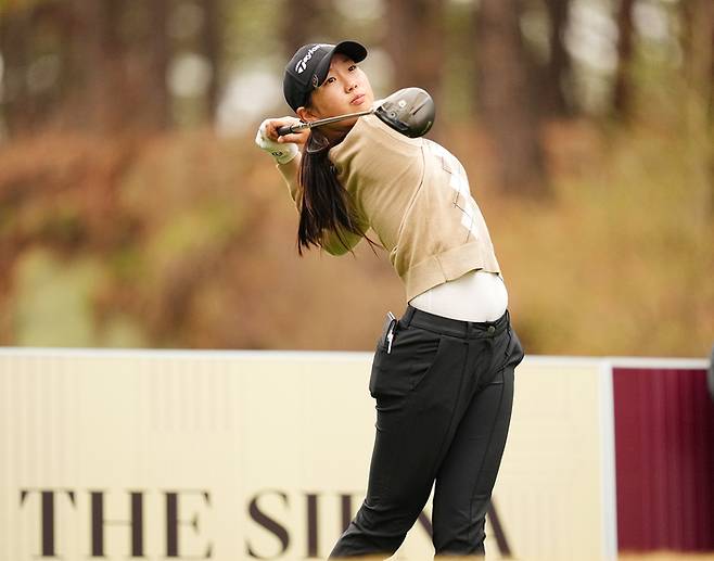 김서아가 2일 더시에나벨루토CC에서 연습라운드 하고 있다. 사진 | 세마스포츠마케팅