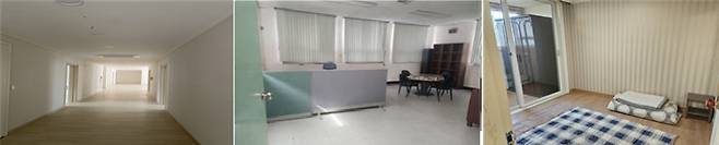 중간집 전환 예정 유휴시설. 왼쪽부터 광주 광산구 어린이집, 전북 고창군 예비군대대 사무실, 충북 충주시 구 부시장 관사[보건복지부 제공]