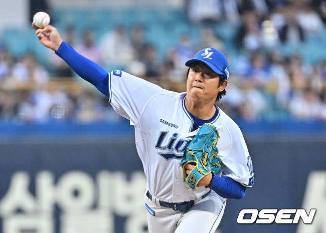 [OSEN=대구, 이석우 기자] 1일 대구삼성라이온즈파크에서 2026 신한 SOL KBO 리그 삼성 라이온즈와 두산 베어스의 경기가 열렸다. 홈팀 삼성은 양창섭이, 방문팀 두산은 최승용이 선발 출전했다. 삼성 라이온즈 선발 투수 양창섭이 역투하고 있다. 2026.04.01 / foto0307@osen.co.kr