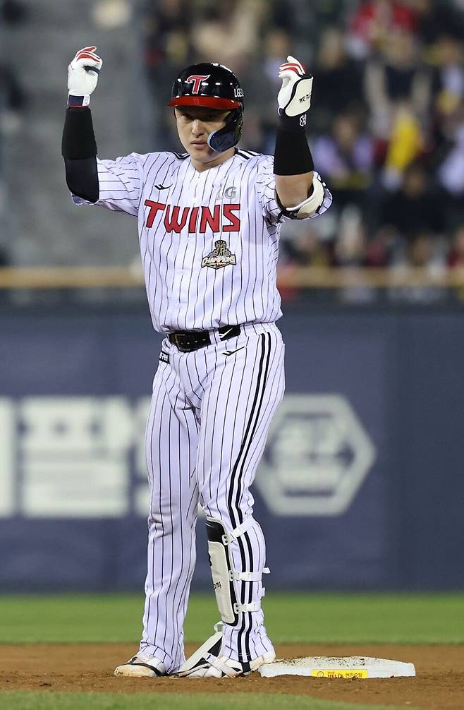 ▲ 8회 쐐기 2타점 적시타를 기록한 박동원 ⓒ연합뉴스