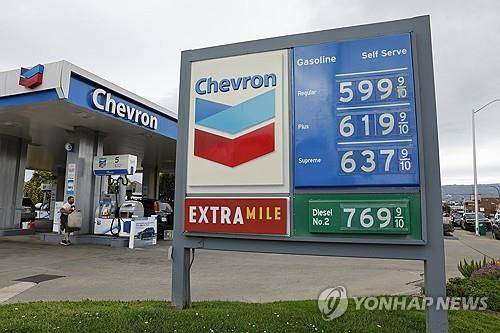 미 캘리포니아주의 주유소 가격표 [EPA 연합뉴스 자료사진. 재판매 및 DB 금지]