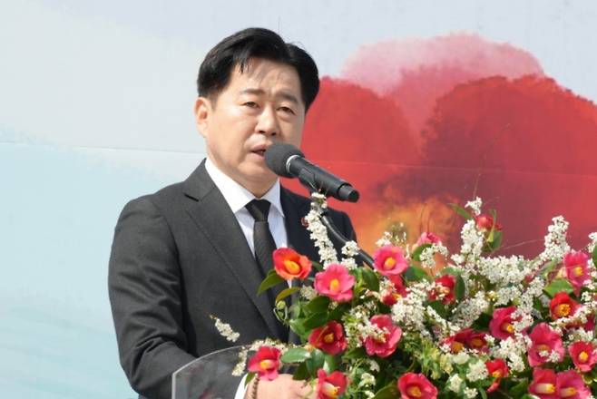 3일 오전 10시 봉행된 제78주년 제주4.3희생자추념식에서 인사말을 하고 있는 오영훈 제주도지사. 사진=제주도청출입기자단 ⓒ제주의소리