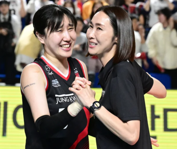 사진 오른쪽이 이숙자 감독(사진=KOVO)