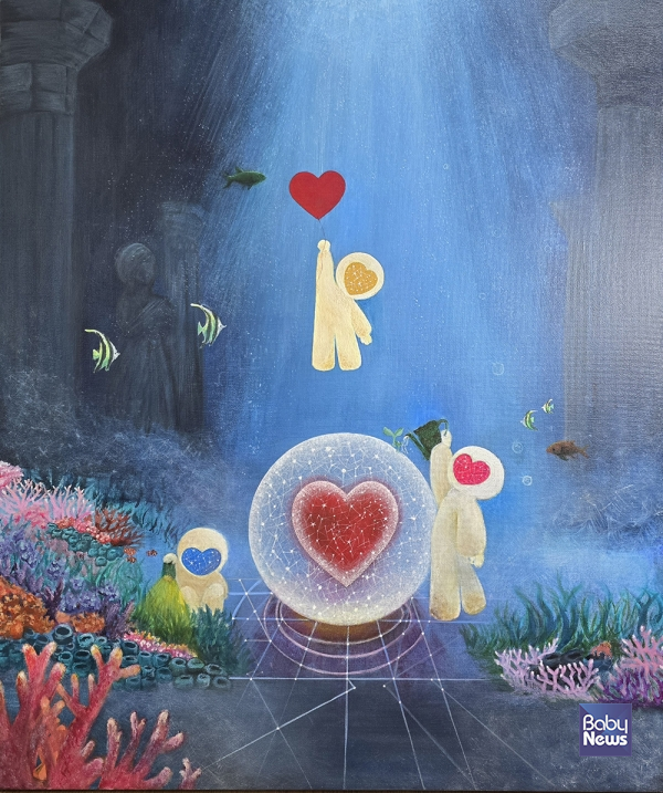 제6회 부산국제어린이청소년아트페어(BIKAF) 미술공모전 대상 수상작인 제주동여자중학교 문서인 학생의 '하트 플래닛(Heart Planet)'. ⓒ사단법인 비카프