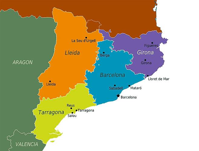 카탈루냐 4개 주.&nbsp;
