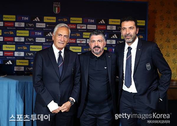 가브리엘레 그라비나 회장-젠나로 가투소 감독-잔루이지 부폰 단장 / 사진=GettyImages 제공