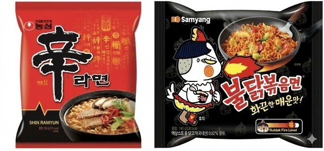 대표 K-푸드로 꼽히는 농심 신라면과 삼양식품 불닭볶음면. (사진=각 사)