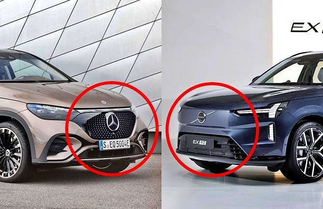 벤츠 EQE SUV(왼쪽)와 볼보 EX90 [사진출처=벤츠, 볼보/편집=최기성 매경 디지털뉴스룸 기자]