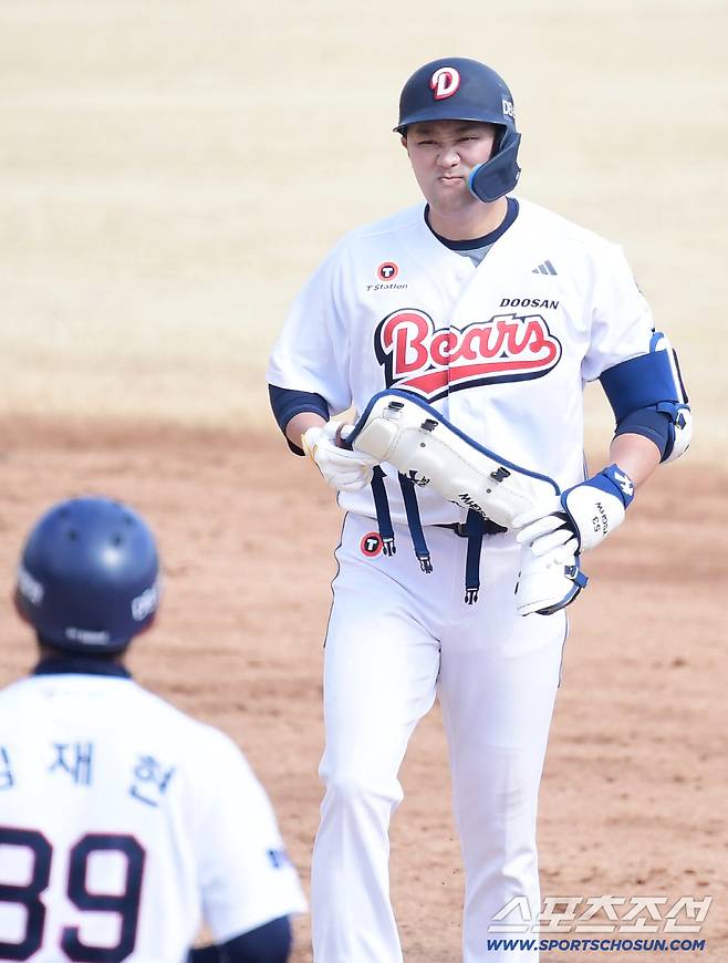 12일 이천 두산베어스파크에서 열린 KBO리그 시범경기 두산과 키움의 경기. 4회말 1타점 2루타 날린 두산 양석환. 이천=송정헌 기자songs@sportschosun.com/2026.03.12/