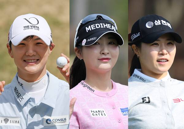 한국여자프로골프(KLPGA) 투어 2026시즌 '국내 개막전'인 신설 대회 더 시에나 오픈 3라운드에서 홀인원을 기록한 박성현, 이예원, 고지원 프로. 사진제공=KLPGA (사진을 무단으로 사용하지 마십시오.)
