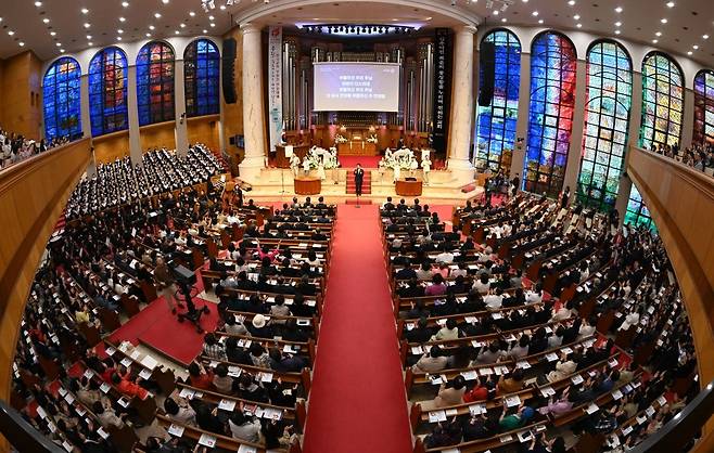 2025 한국교회 부활절연합예배가 지난해 서울 강남구 광림교회에서 진행되고 있다. 국민일보DB