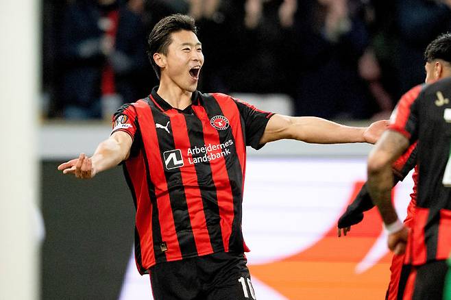 [헤르닝=AP/뉴시스] 덴마크 프로축구 수페르리가 미트윌란의 조규성. 2025.12.12.