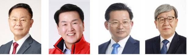 왼쪽부터 김재욱 국민의힘 예비후보, 한승환, 국민의힘 예비후보, 김시환 더불어민주당 후보, 무소속 출마 예정인 장세호 전 칠곡군수.