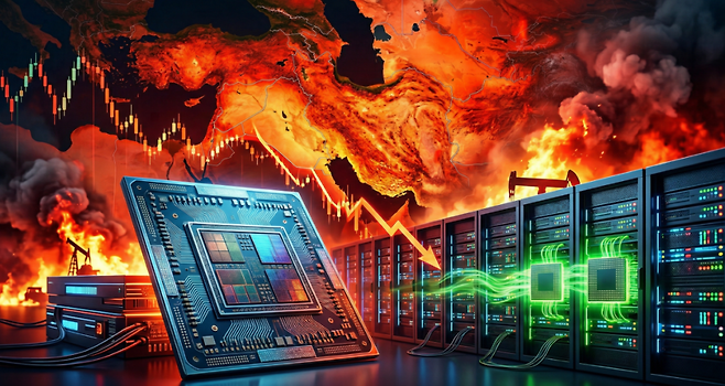 이란 전쟁이 밀어 올린 유가와 물류 충격이 이제는 메모리와 서버룸의 원가를 흔들고 있다. (사진=젠스파크)