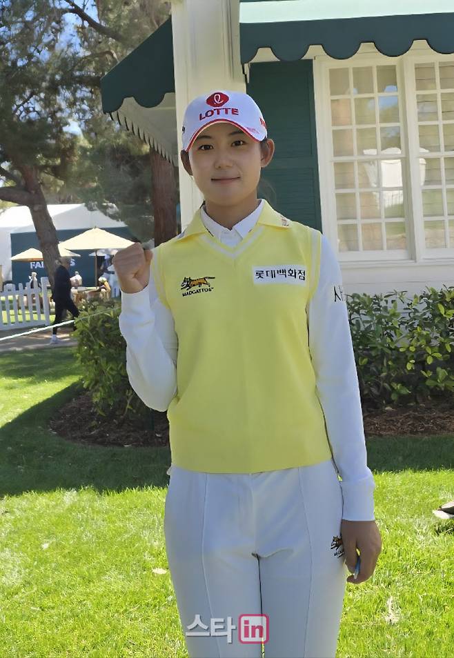 황유민이 5일(한국시간) 미국 네바다주 섀도 크릭 골프클럽에서 열린 LPGA 투어 아람코 챔피언십 3라운드를 끝낸 뒤 이데일리와 인터뷰하고 있다. (사진=주영로 기자)