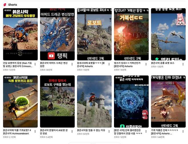 붉은사막 스팀펑크 콘텐츠를 다루는 많은 유튜버들_출처 유튜브