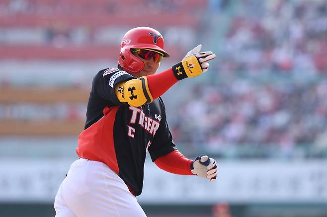 지난달 29일 인천 SSG전에서 홈런을 때려낸 나성범. 이후 장타 침묵에 빠졌다. KIA 제공