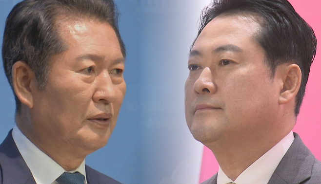 정청래(왼쪽) 더불어민주당 대표와 장동혁 국민의힘 대표