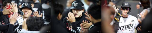 이번 시즌을 앞두고 자유계약선수(FA)로 KT 위즈에 합류해 맹활약을 펼치고 있는 (왼쪽부터) 김현수, 최원준, 한승택. KT 제공