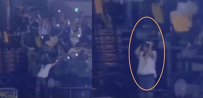 슈퍼주니어 려욱이 공연 중 무너진 펜스 사고에 놀라는 모습. 사진ㅣ온라인 커뮤니티