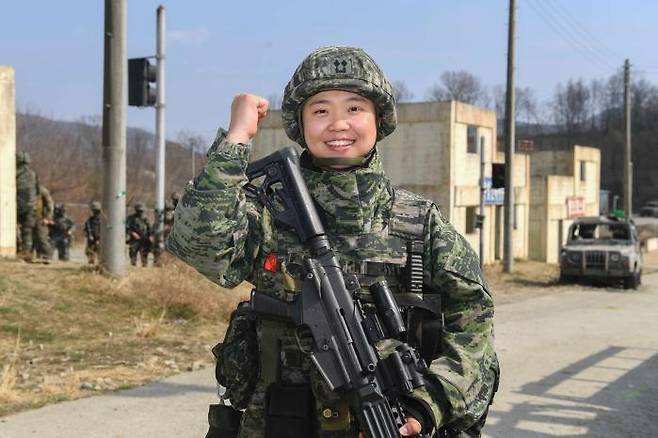 KMEP 훈련에 참가하기 위해 전역을 연기한 신은주 중위 [국방부 제공]