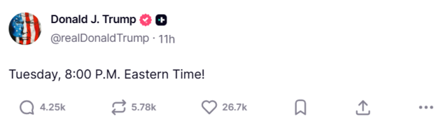 도널드 트럼프 미국 대통령이 5일(현지시각) 자신의 사회관계망서비스(SNS) ‘트루스소셜’에 이란에 대한 공격 유예 시한을 8일로 연장한다고 밝혔다. 트루스소셜 캡처