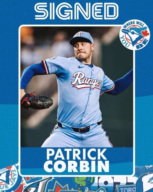 ▲ 토론토 블루제이스가 4일(한국시간) 패트릭 코빈 영입을 발표했다. ⓒ토론토 블루제이스 SNS