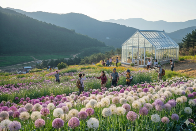 봉화 위토피아가든에서 꽃구경 하며 힐링하는 사람들. 경북문화관광공사 제공