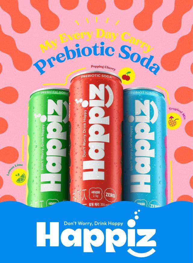롯데칠성, 프리바이오틱 소다 ‘해피즈’ [사진=롯데칠성음료]