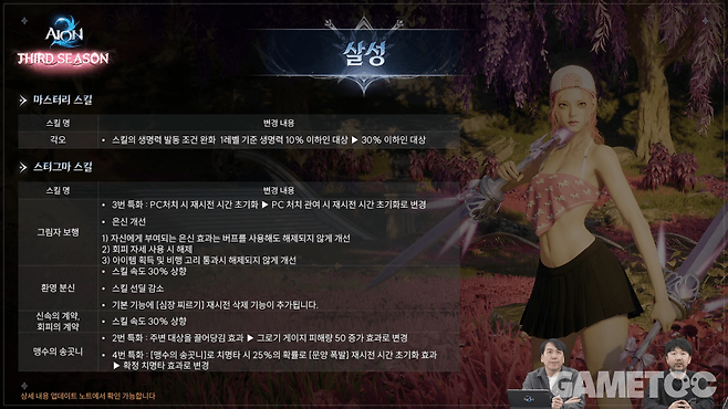 살성 클래스 케어&nbsp;[사진=아이온2 유튜브]