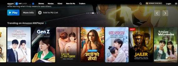 인도 OTT 사이트 인기 목록에 오른 중국 드라마 (출처: 사이트 캡처)