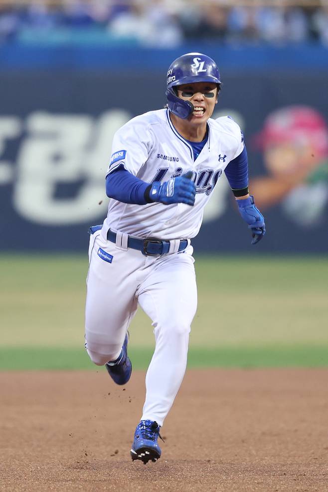 7일 광주 KIA전에 앞서 1군 엔트리에서 제외된 김성윤. 삼성 제공