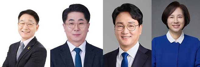 [수원=뉴시스] 경기도교육감 민주진보 후보 단일화 경선에 참여한 박효진(사진 왼쪽부터) 전 전교조 경기지부장, 성기선 전 한국교육과정평가원장, 안민석 전 국회의원, 유은혜 전 사회부총리 겸 교육부장관. (사진=중앙선거관리위원회 제공) 2026.04.07. photo@newsis.com *재판매 및 DB 금지
