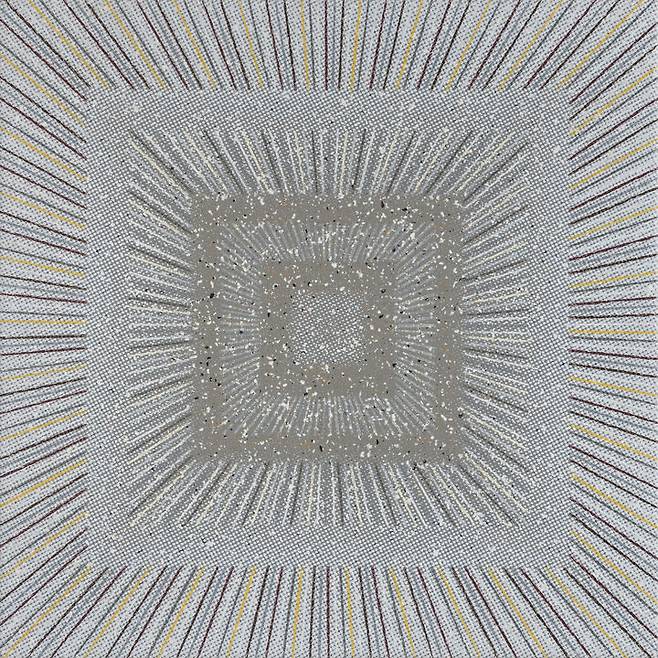 Space Engine - Metallic Field 001-1, 2026, Colored pencil, acrylic and UV print on canvas, 20x20cm *재판매 및 DB 금지