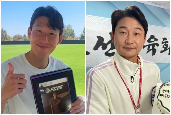 미국 프로축구 메이저리그사커(MLS) LAFC 손흥민(왼쪽)과 전 대한민국 축구 국가대표 선수 이천수. 손흥민·이천수 SNS.